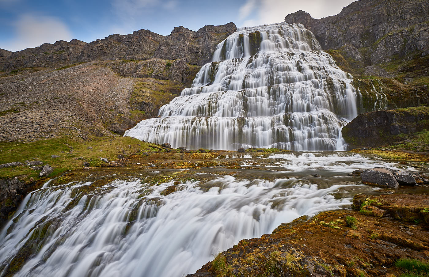 Dynandi waterfall in Westfjords Iceland